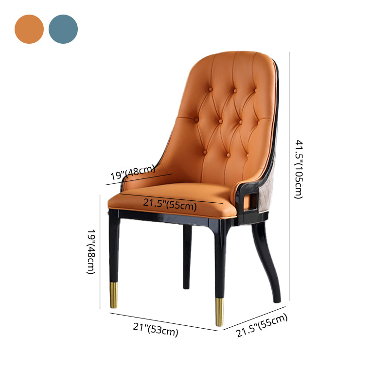 Minimalist Design Leather Dining Side Chair Solid Back Arm Chairs for Kitchen