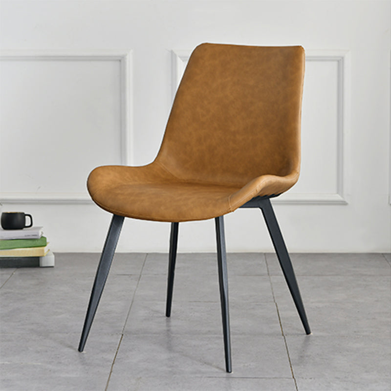 Chaises de salle à manger en cuir contemporain des chaises latérales sans bras solides