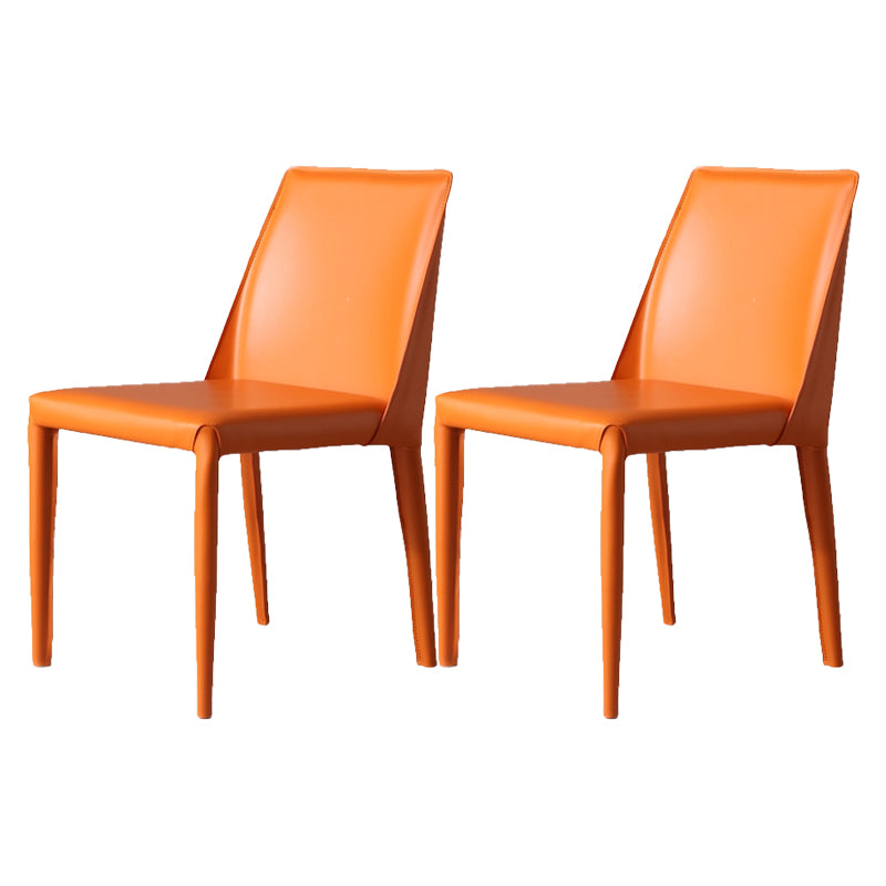 Minimalist Style Leather Dining Chairs Solid Back Armless Chairs for Home