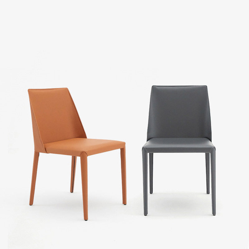 Minimalist Style Leather Dining Chairs Solid Back Armless Chairs for Home