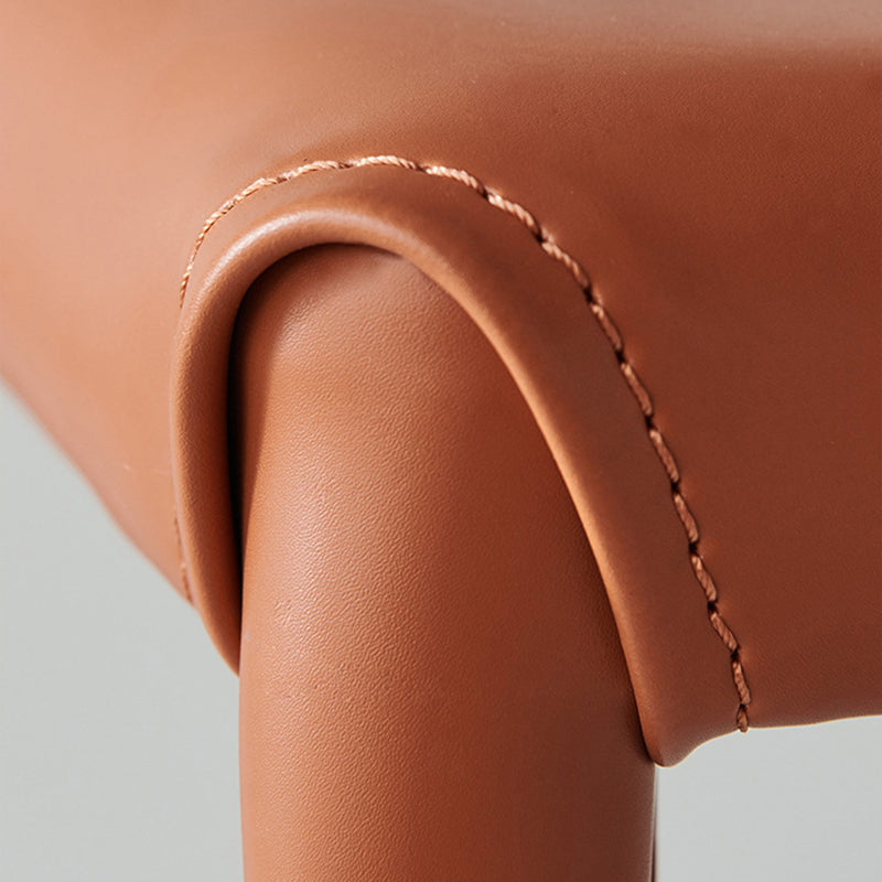 Minimalist Style Leather Dining Chairs Solid Back Armless Chairs for Home