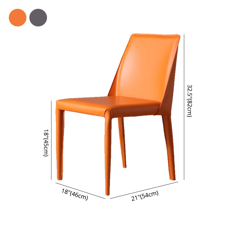 Chaises de salle à manger en cuir de Style minimaliste, chaises sans bras à dossier solide pour la maison