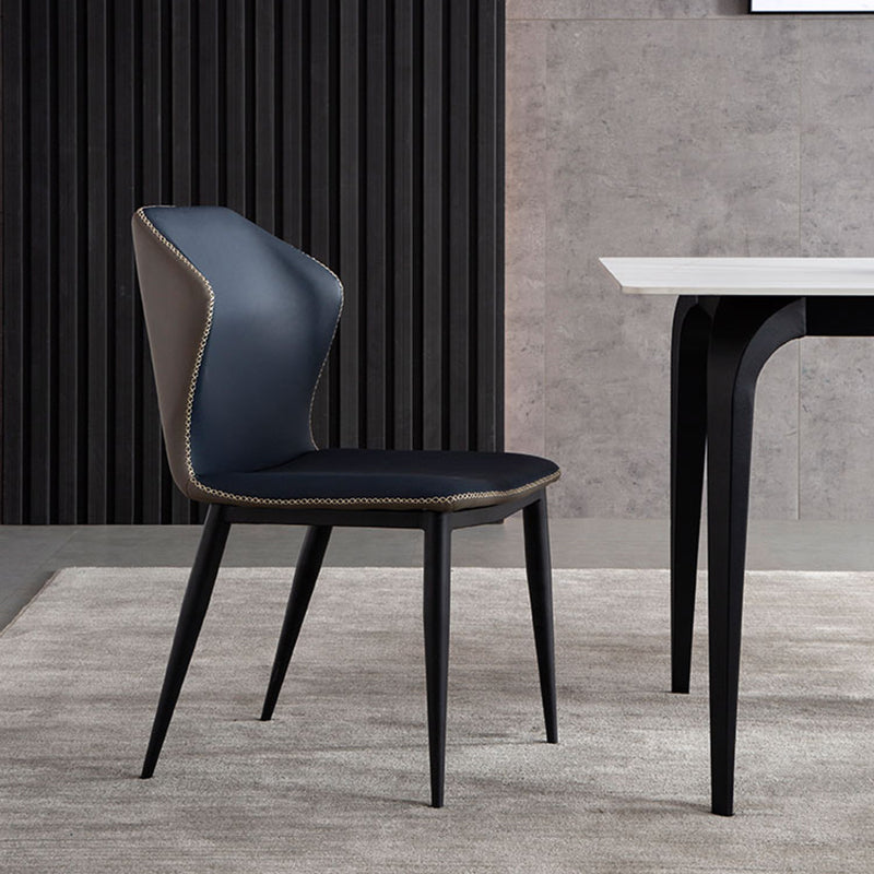 Chaise d'appoint d'intérieur industrielle Chaise de salle à manger rembourrée en métal à oreilles (Ensemble de 2)