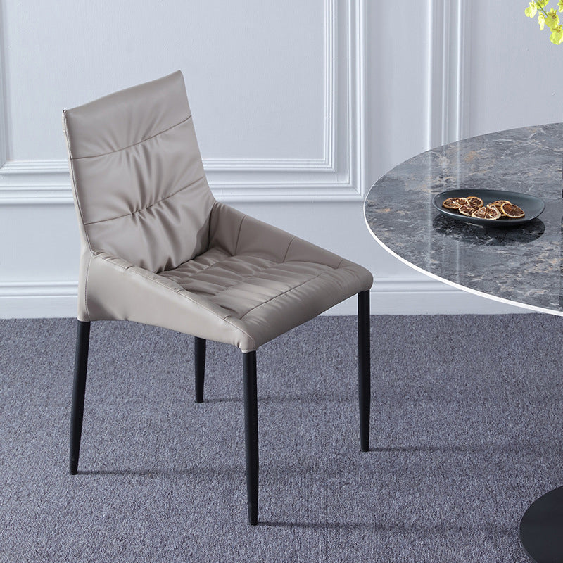 Contemporary Style Solid Back Dining Arm Chairs Leather Dining Chairs (Set of 2)