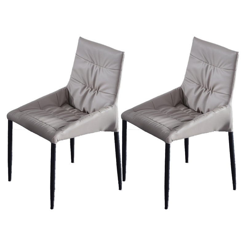 Contemporary Style Solid Back Dining Arm Chairs Leather Dining Chairs (Set of 2)