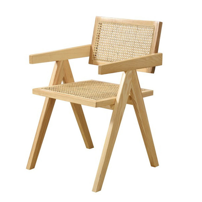 Silla de comedor individual de madera con respaldo abierto de estilo contemporáneo