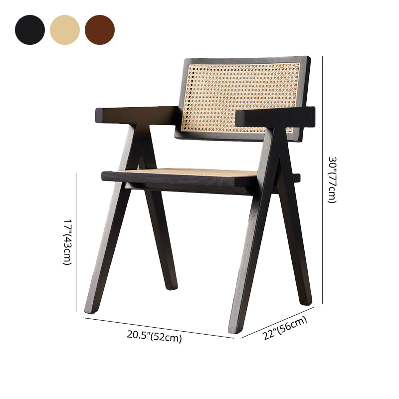 Silla de comedor individual de madera con respaldo abierto de estilo contemporáneo