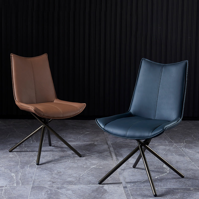 Chaise de salle à manger à dossier solide en cuir moderne (Ensemble de 2)