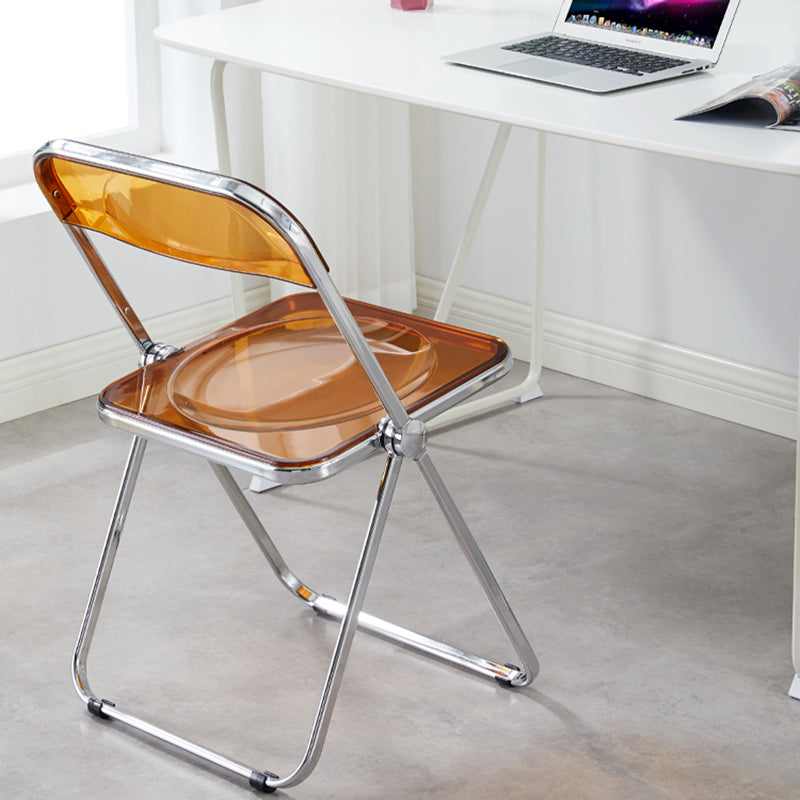 Chaise sans bras de salle à manger en plastique de style industriel, chaise de salle à manger simple à dossier ouvert