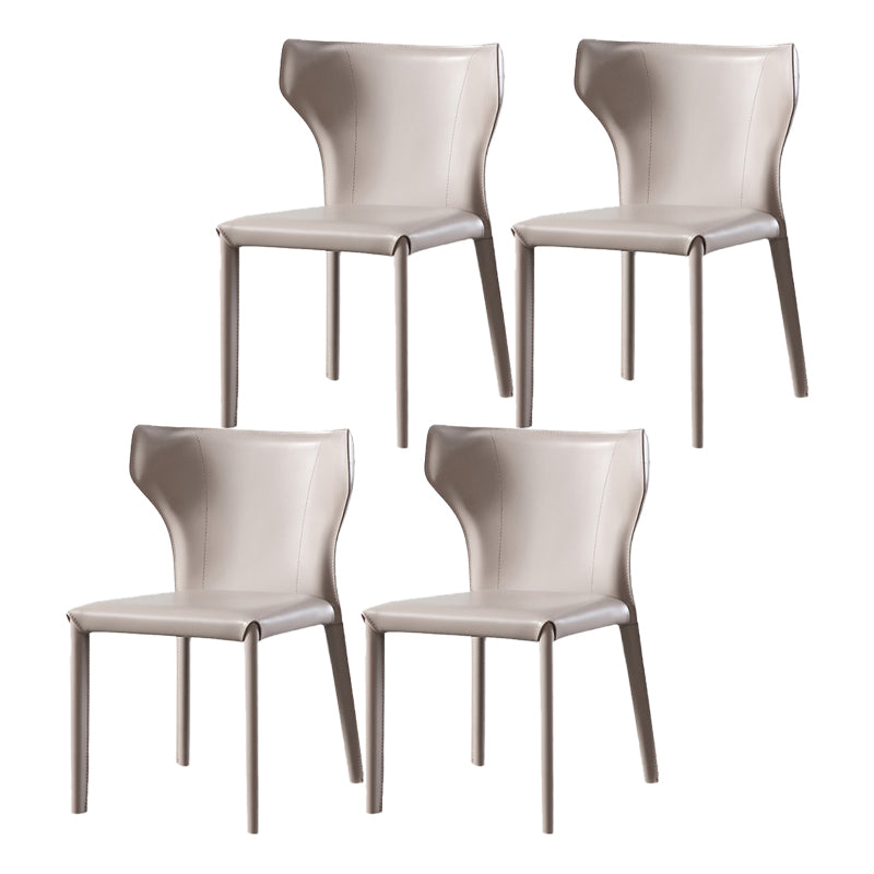 Chaise sans bras de salle à manger contemporaine en métal, chaises de salle à manger en cuir pour usage domestique