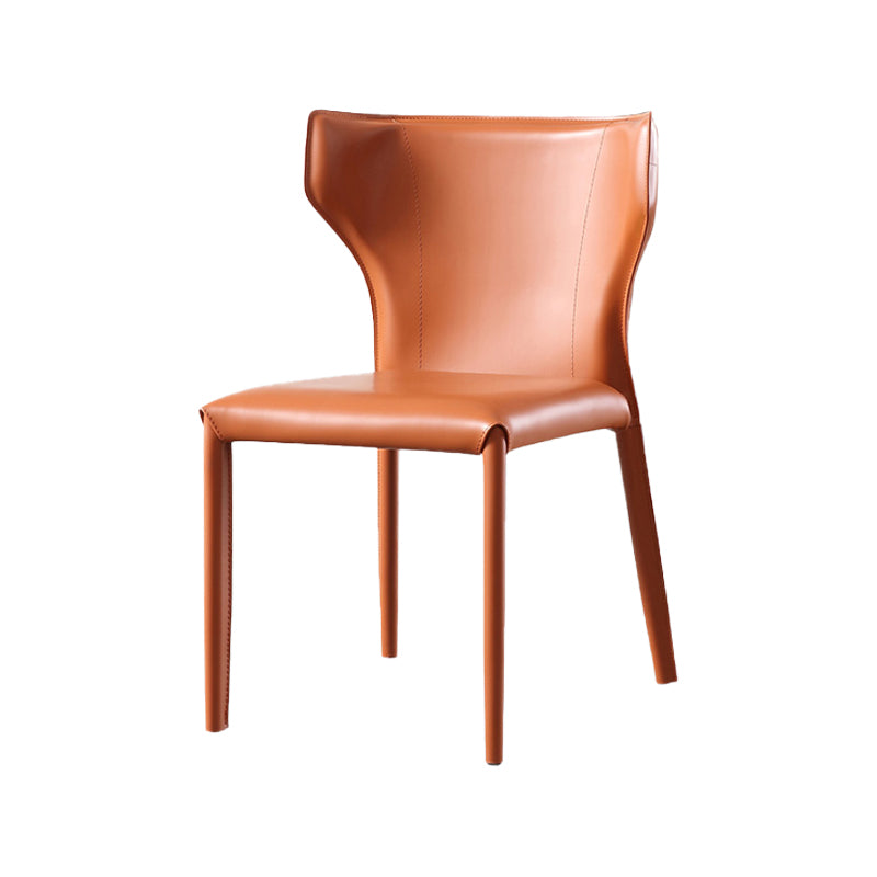 Chaise sans bras de salle à manger contemporaine en métal, chaises de salle à manger en cuir pour usage domestique