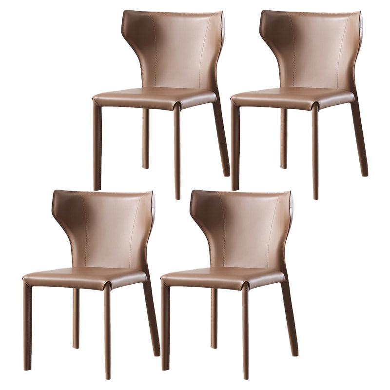 Chaise sans bras de salle à manger contemporaine en métal, chaises de salle à manger en cuir pour usage domestique