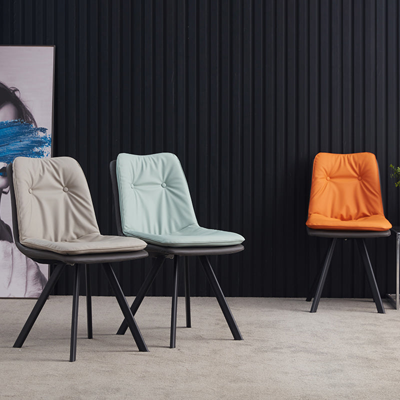 Home Industriële zijstoel Solid Back Metal gestoffeerde eetkamerstoel