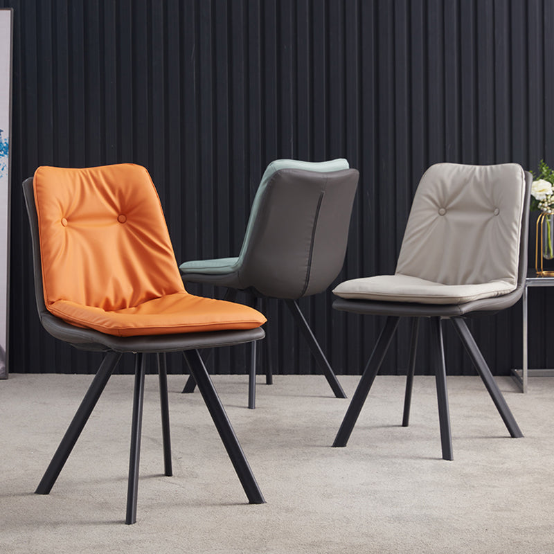 Home Industriële zijstoel Solid Back Metal gestoffeerde eetkamerstoel