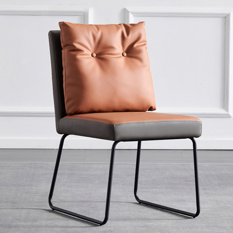 Contemporary Metal Dining Armless Chair Faux Leather Dining Chairs for Home Use