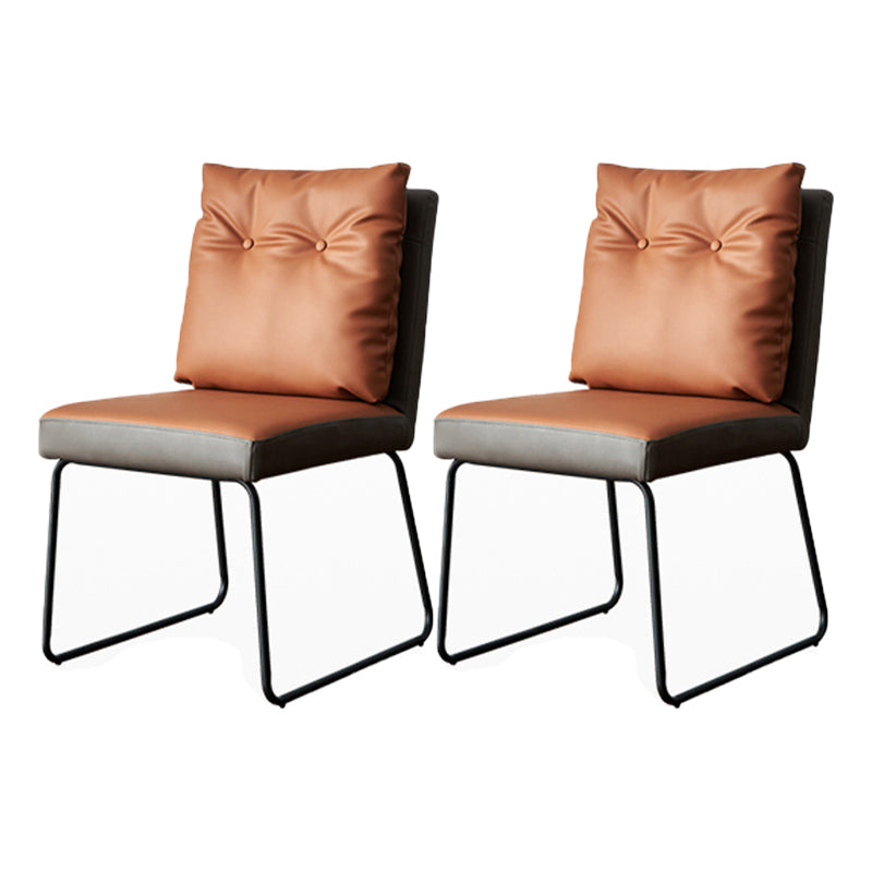 Contemporary Metal Dining Armless Chair Faux Leather Dining Chairs for Home Use