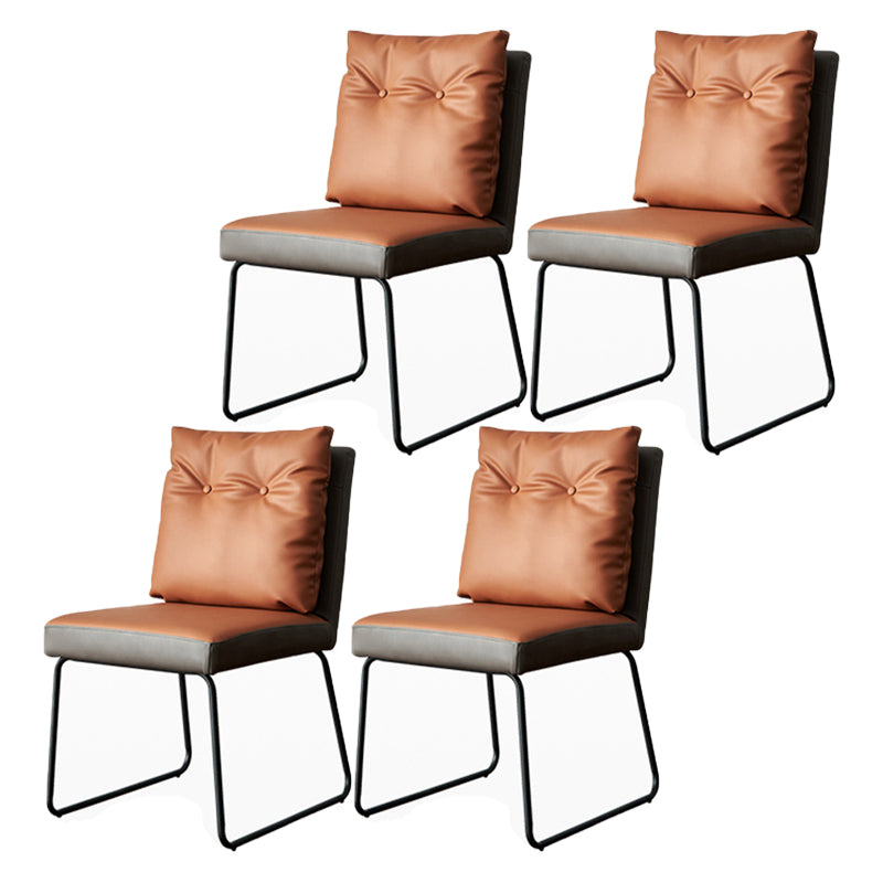 Contemporary Metal Dining Armless Chair Faux Leather Dining Chairs for Home Use