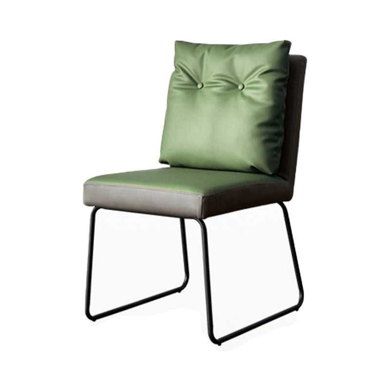 Contemporary Metal Dining Armless Chair Faux Leather Dining Chairs for Home Use