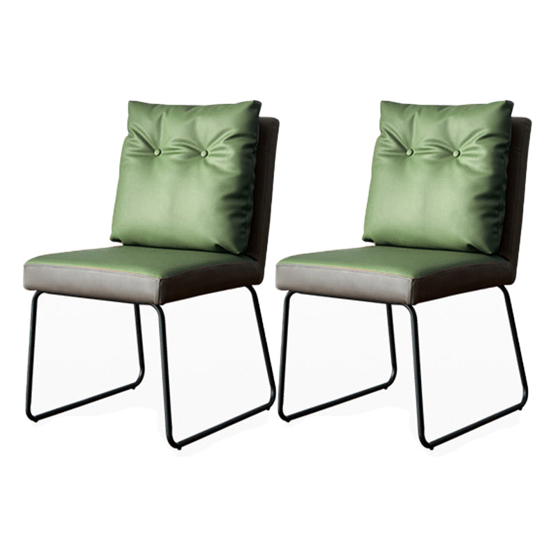 Contemporary Metal Dining Armless Chair Faux Leather Dining Chairs for Home Use