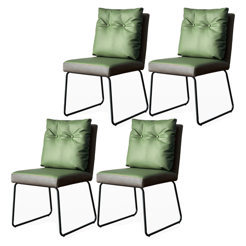 Contemporary Metal Dining Armless Chair Faux Leather Dining Chairs for Home Use