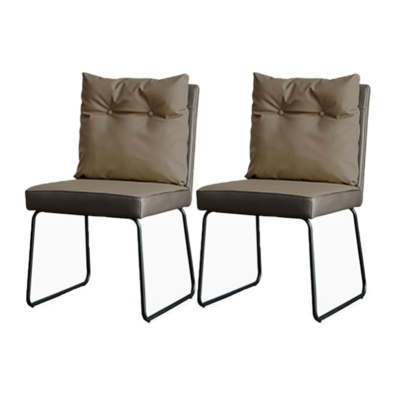 Contemporary Metal Dining Armless Chair Faux Leather Dining Chairs for Home Use