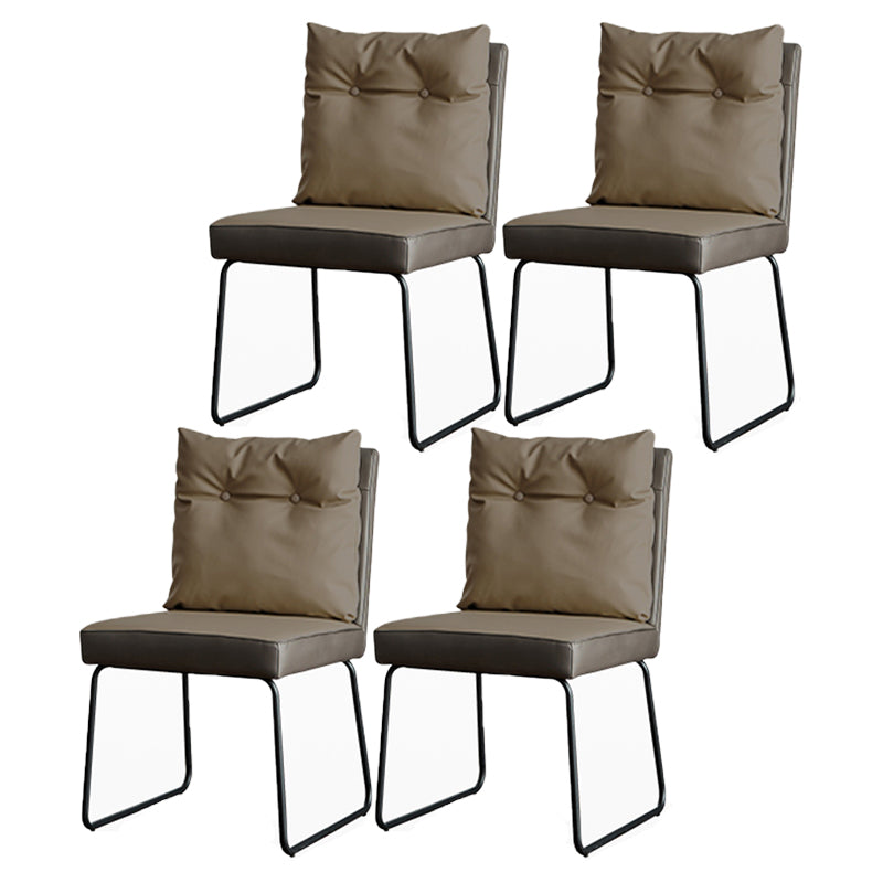 Contemporary Metal Dining Armless Chair Faux Leather Dining Chairs for Home Use