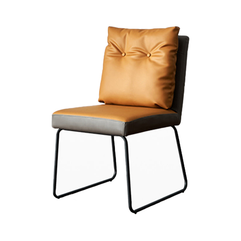 Contemporary Metal Dining Armless Chair Faux Leather Dining Chairs for Home Use