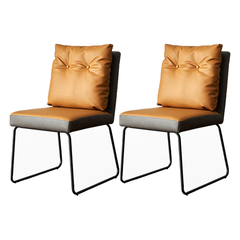 Contemporary Metal Dining Armless Chair Faux Leather Dining Chairs for Home Use