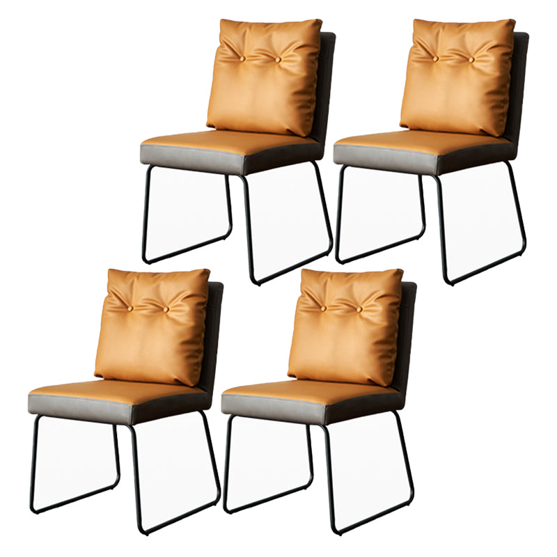 Contemporary Metal Dining Armless Chair Faux Leather Dining Chairs for Home Use