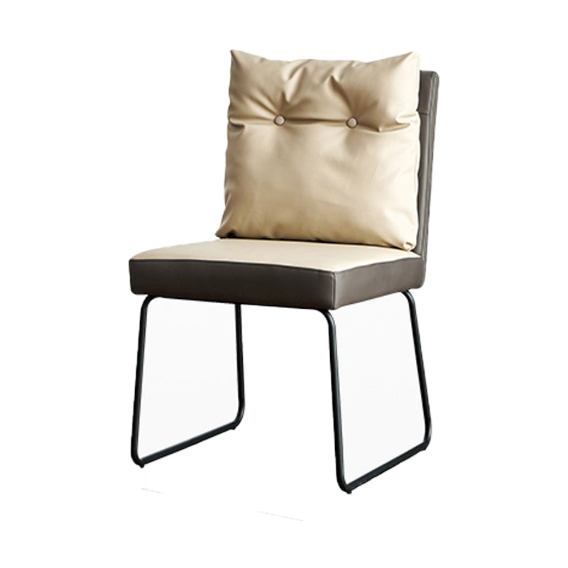 Contemporary Metal Dining Armless Chair Faux Leather Dining Chairs for Home Use