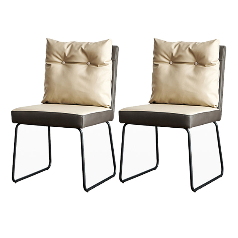 Contemporary Metal Dining Armless Chair Faux Leather Dining Chairs for Home Use