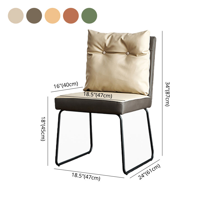 Contemporary Metal Dining Armless Chair Faux Leather Dining Chairs for Home Use