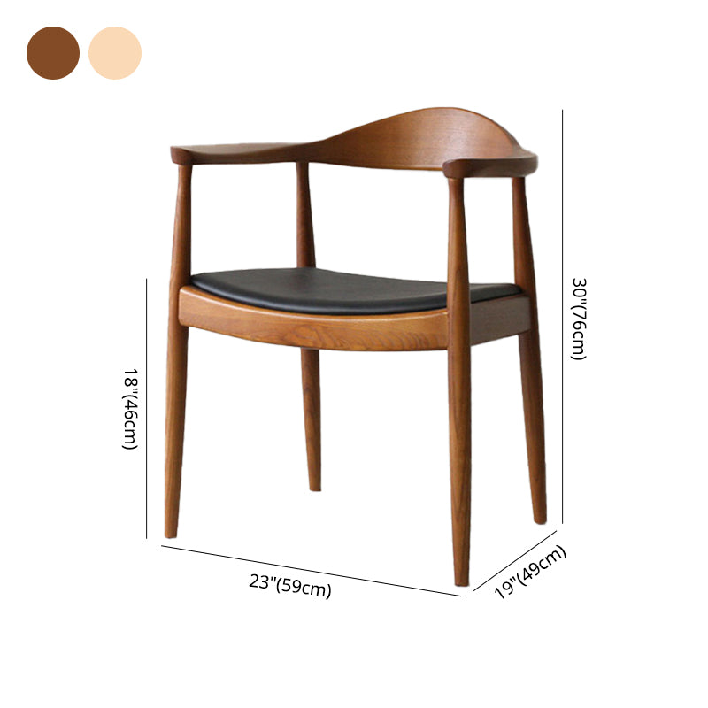 Traditional Style Ash Wood Chairs Kitchen Dining Open Back Arm Chairs Set