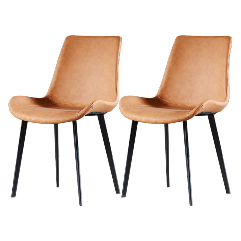 Chaise d'appoint moderne en cuir, finition mate, dossier solide (Ensemble de 2)
