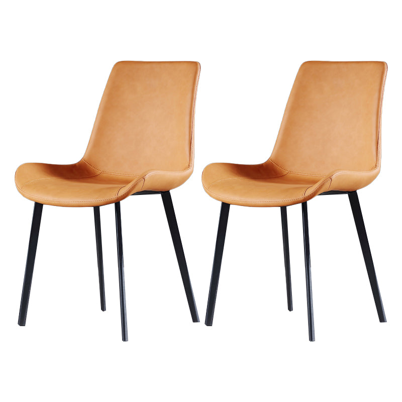 Chaise d'appoint moderne en cuir, finition mate, dossier solide (Ensemble de 2)