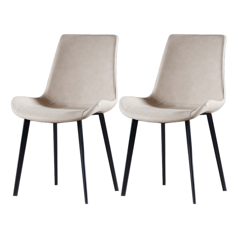 Chaise d'appoint moderne en cuir, finition mate, dossier solide (Ensemble de 2)