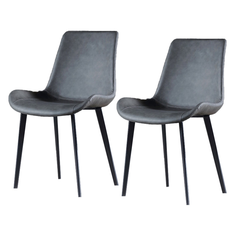 Chaise d'appoint moderne en cuir, finition mate, dossier solide (Ensemble de 2)