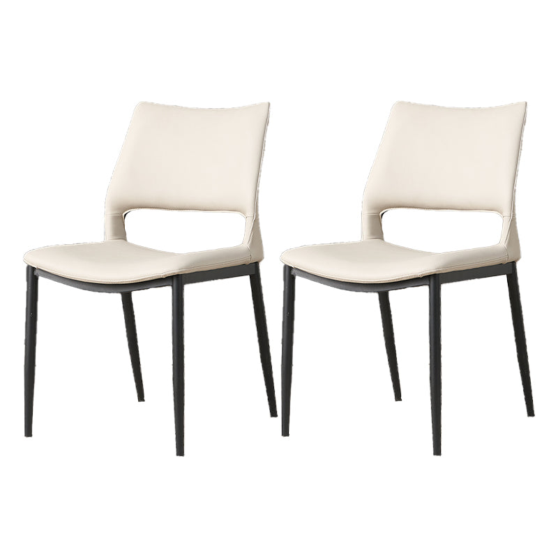 Chaise d'appoint de restaurant en cuir moderne, finition mate, chaise de salle à manger à dossier ouvert (Ensemble de 2)