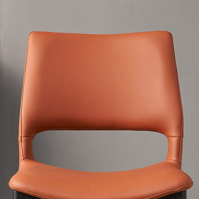 Chaise d'appoint de restaurant en cuir moderne, finition mate, chaise de salle à manger à dossier ouvert (Ensemble de 2)