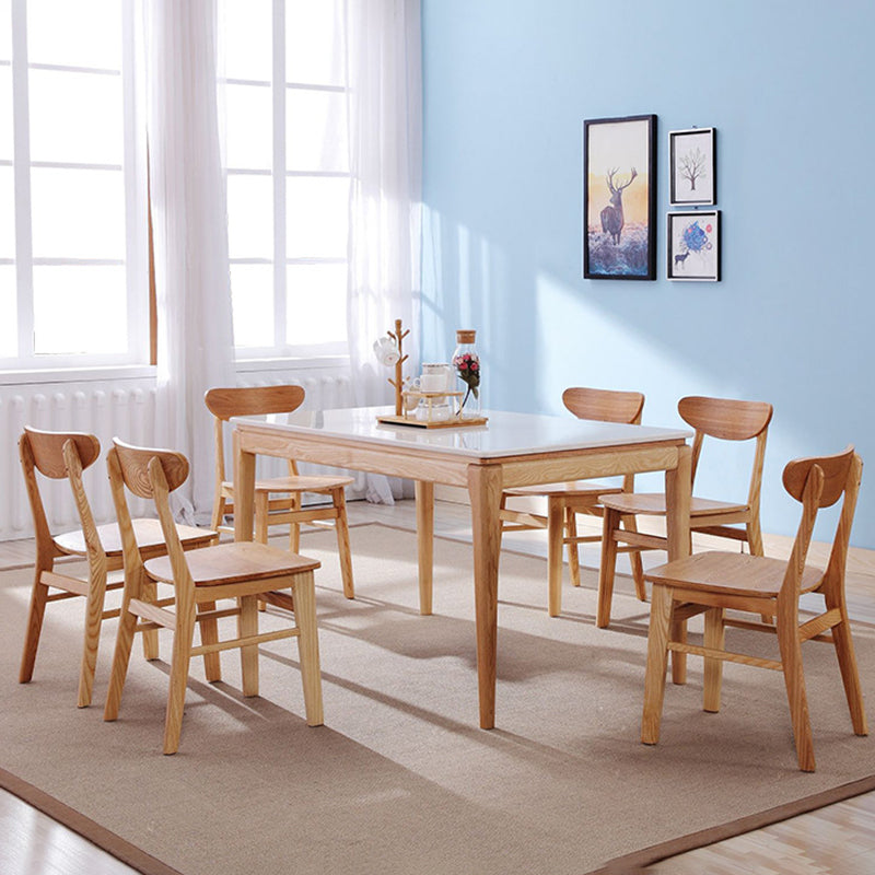 Sillas laterales de comedor con respaldo abierto de diseño moderno Sillas laterales de comedor de madera (juego de 2)