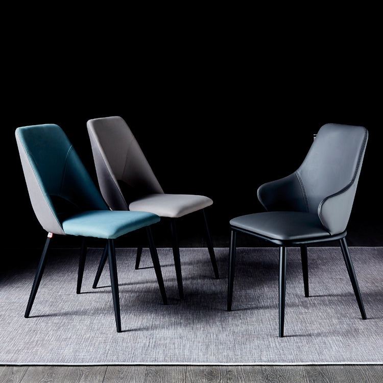Sillas de comedor con respaldo sólido y brazo de diseño moderno, sillas de comedor de cuero para uso doméstico