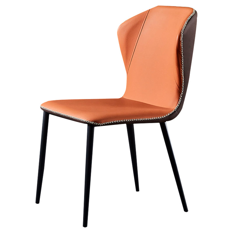 Silla lateral de comedor de diseño moderno, silla de cuero sin brazos para el hogar