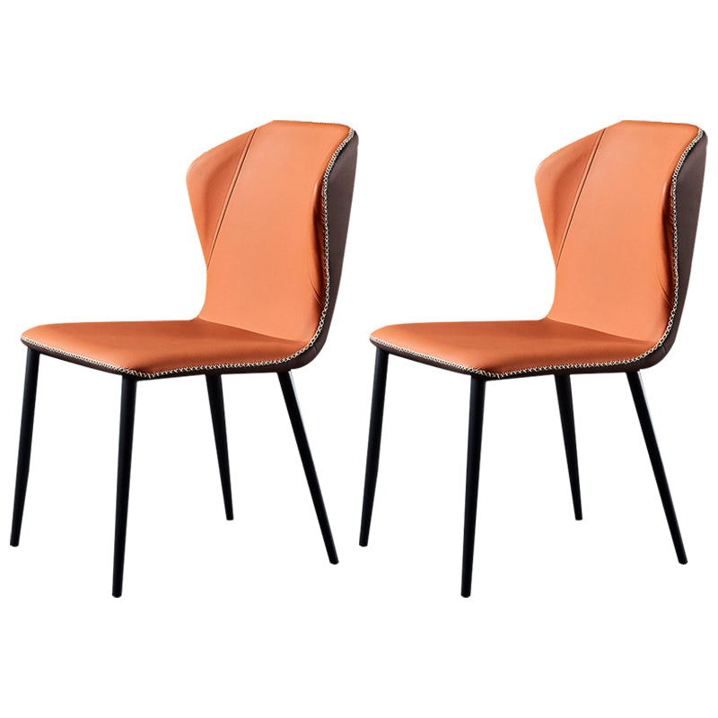 Silla lateral de comedor de diseño moderno, silla de cuero sin brazos para el hogar