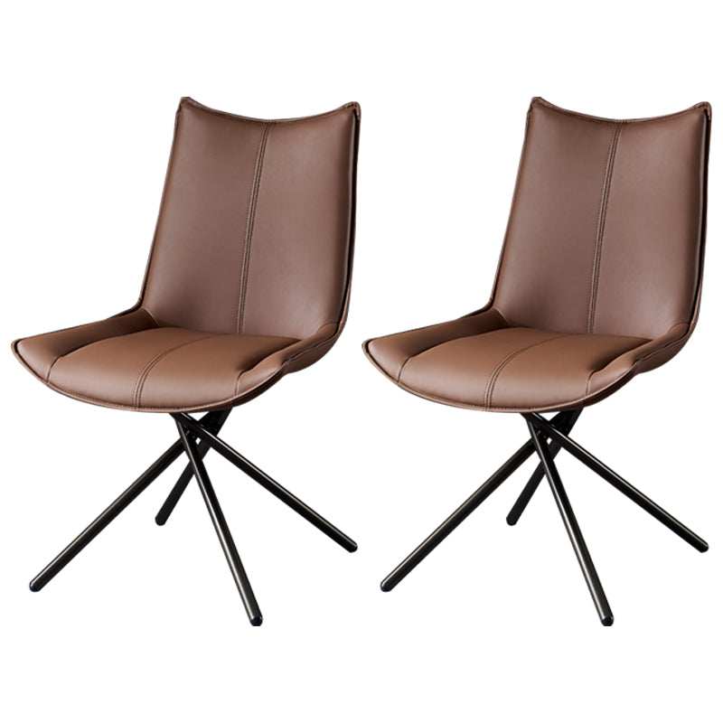 Sillas laterales de comedor con respaldo sólido de estilo industrial, sillas de comedor de cuero para cocina