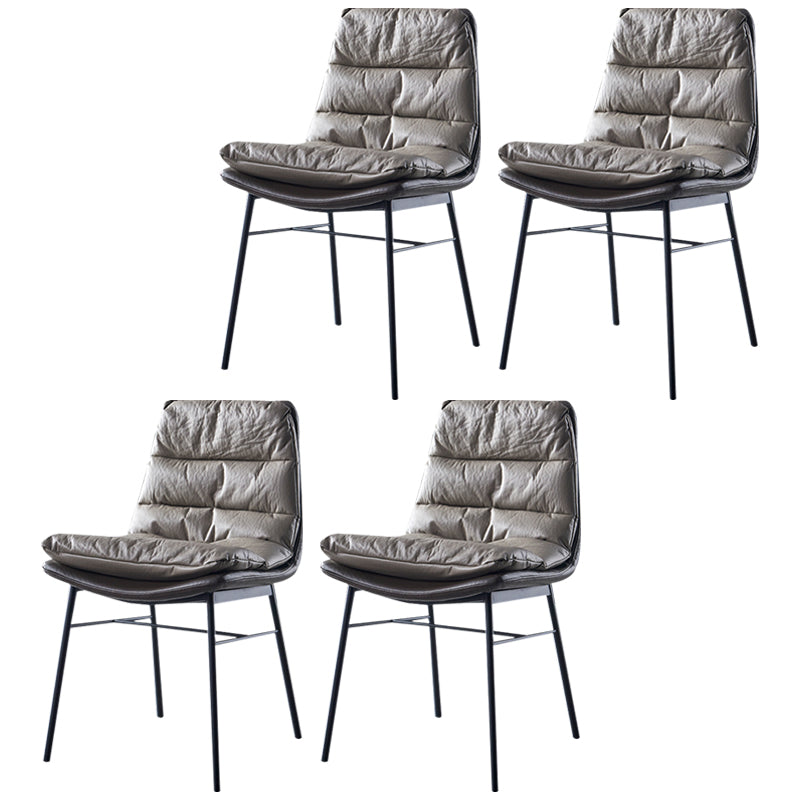 Modern Design Leather Dining Side Chair Upholstered Solid Back Armless Chairs