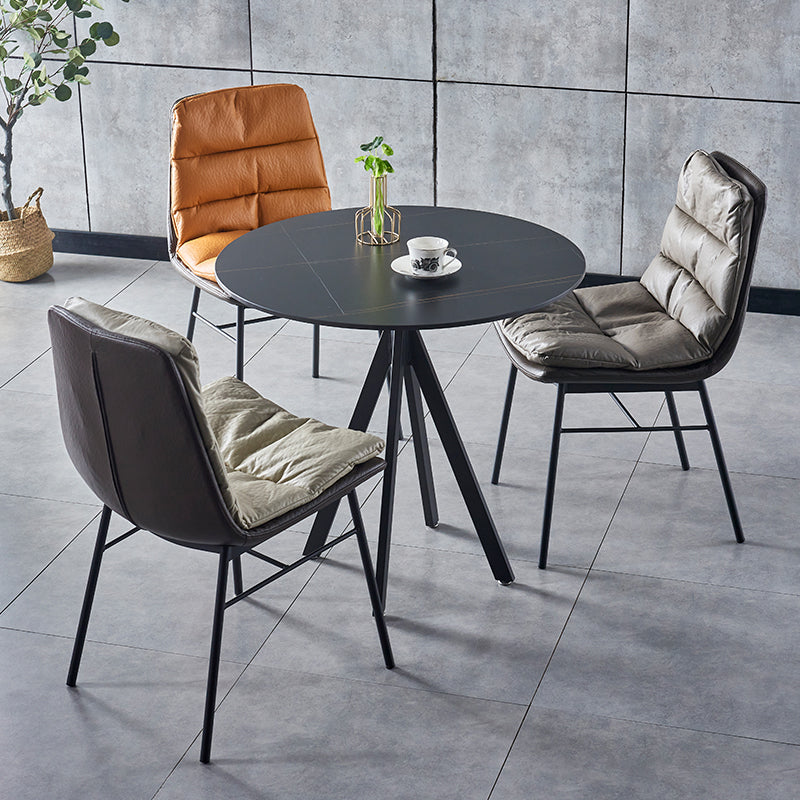 Modern Design Leather Dining Side Chair Upholstered Solid Back Armless Chairs