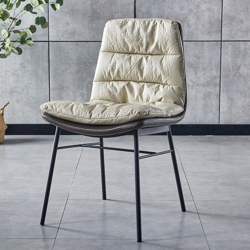 Modern Design Leather Dining Side Chair Upholstered Solid Back Armless Chairs