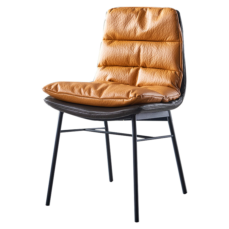 Modern Design Leather Dining Side Chair Upholstered Solid Back Armless Chairs