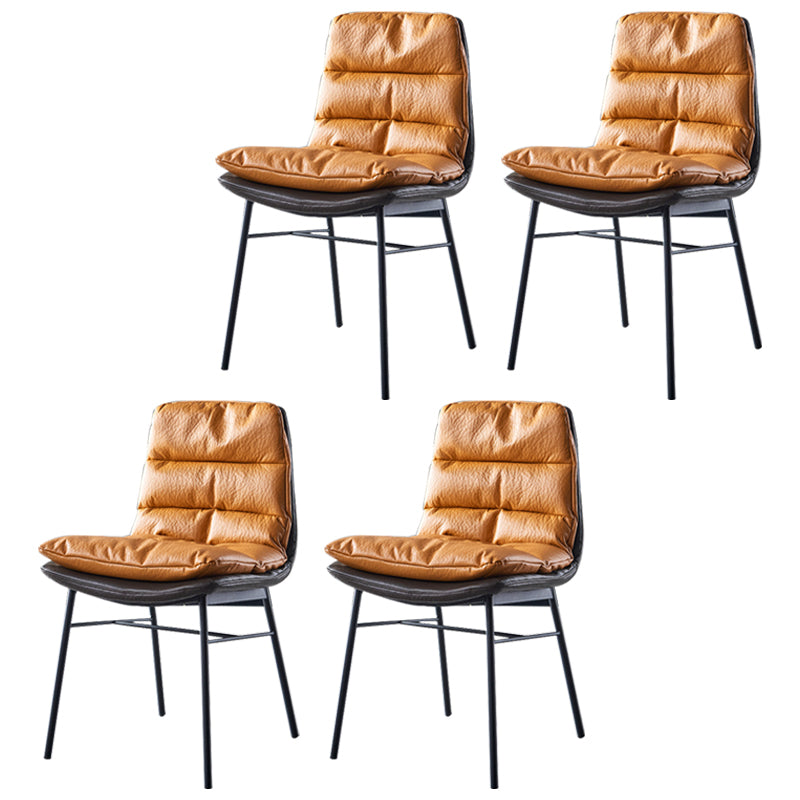 Modern Design Leather Dining Side Chair Upholstered Solid Back Armless Chairs