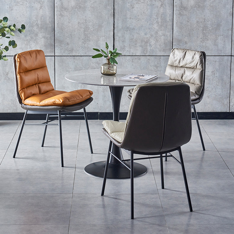 Modern Design Leather Dining Side Chair Upholstered Solid Back Armless Chairs